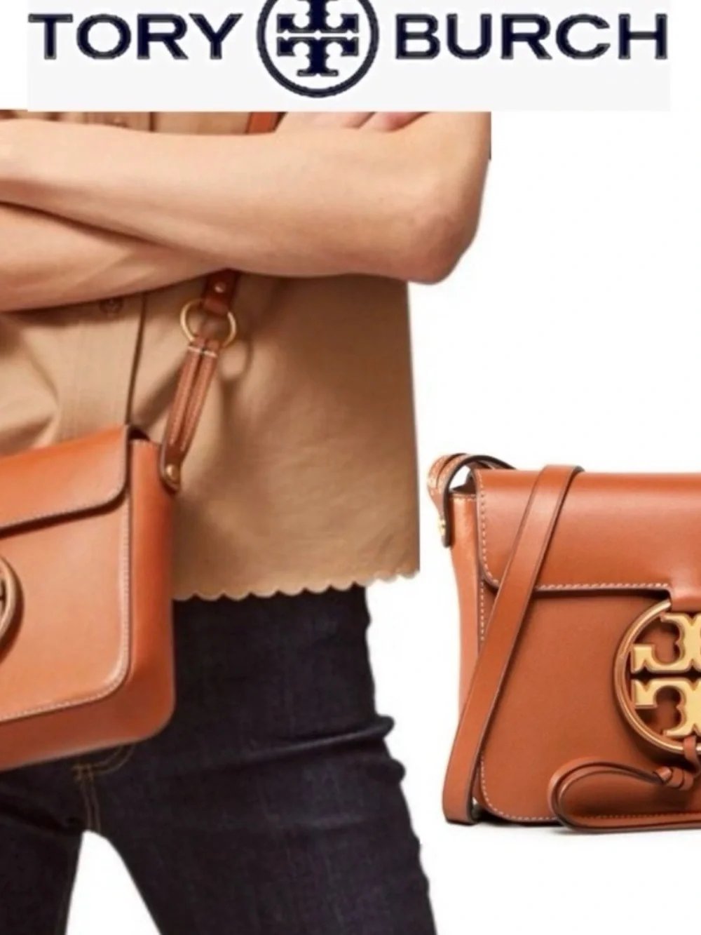 Tory Burch Leather Convertible Crossbody in aged camello - Picture 5 of 7